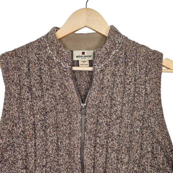 Woolrich Hickory Heather Vest Women's‎ M Brown Wool Blend Full Zip Ribbed - Picture 11 of 11